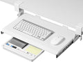 ETHU Under Desk Keyboard Tray - Small Slide Out Keyboard Shelf with C Clamp Mount, 19.7" x 11.8" Ergonomic Pull Out Tray for Home Office Desk, White