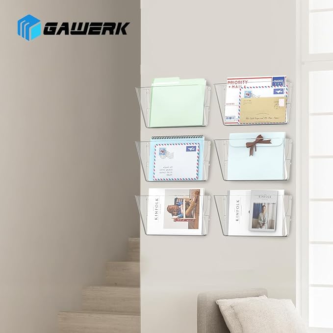 Gawerk Clear Acrylic Single Pocket, Plastic Hanging Wall Mount File Holder for Office Home (Clear, 1 Pack)