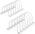 JAQ Plate Rack for Cabinet, 10.5" Vertical Dish Organizer for Plates, Pot Lids, Cutting Boards & Baking Sheets, Metal Kitchen Cabinet Organizer for Pantry Countertop (2-Pack, White)