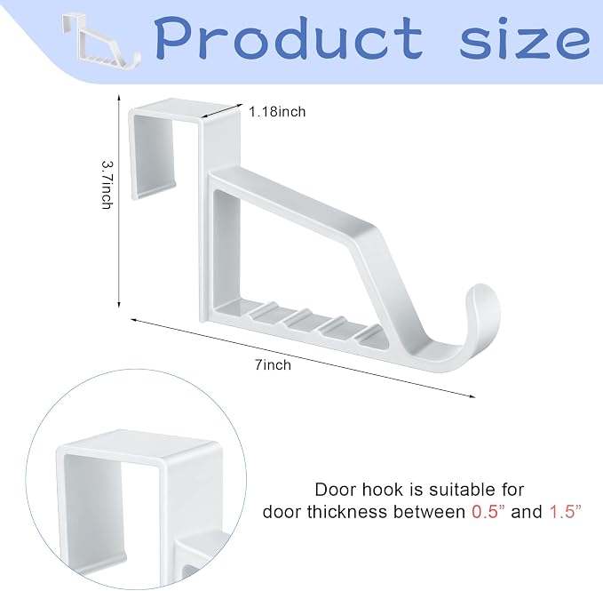 Space Saving Plastic Over Door Hooks Door Hanger Hooks Multi Hanging Storage Organizers Door Hangers Door Towel Hooks for Coats, Towels, Bags, Hats, Scarves Home Accessories (White,4 Pieces)