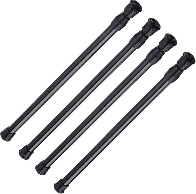 AIZESI Spring Tension Curtain Rods Short Tension Rod (Black,27" to 37"-4Pcs)