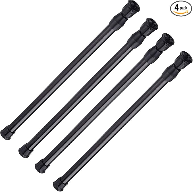 AIZESI Spring Tension Curtain Rods Short Tension Rod (Black,27" to 37"-4Pcs)