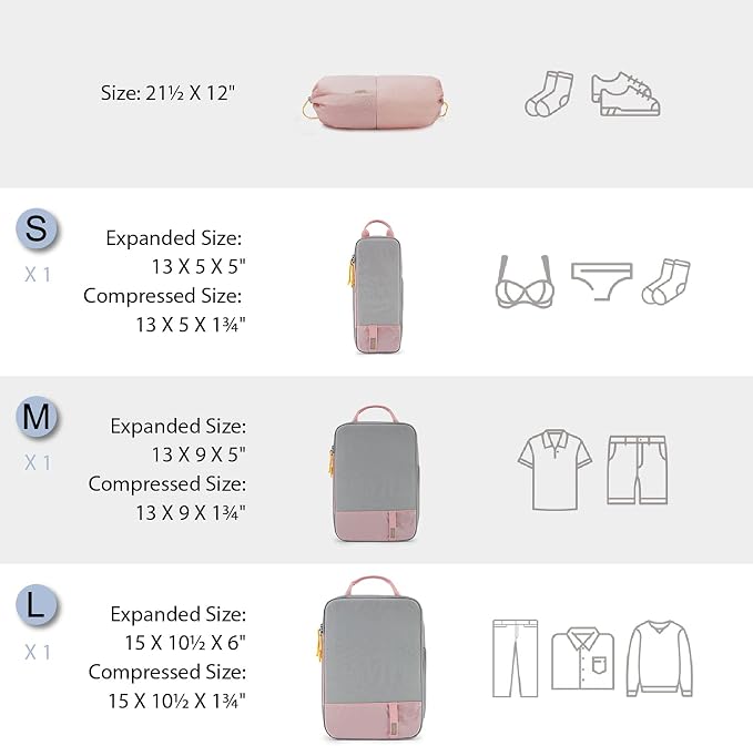 BAGSMART 6 Set /4 Set/2 Set Compression Packing Cubes for Travel, Lightweight Luggage Organizer Bags, Durable Space Saver Bags Travel Essentials