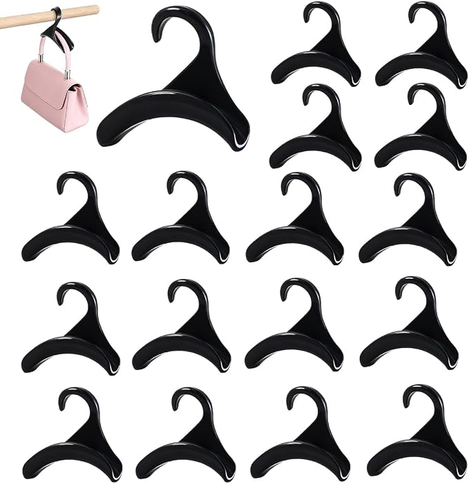 16 Pcs Purse Hanger Hook Acrylic Black Bag Organizer Tote Hanger Closet Organizer Storage for Storing Tie Handbags Belt Tote Bag Satchels(Black)