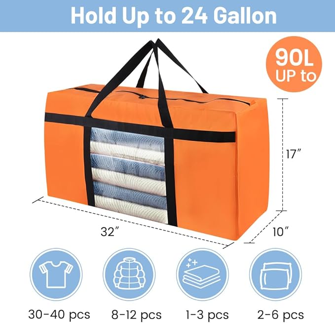 CIVJET 6 Pack Moving Bags Heavy Duty Extra Large, Moving Supplies&Boxes with Reinforced Zippers and Handles, College Clear Packing Bags for Moving Clothes, Storage Bags Moving Totes Camping Essentials