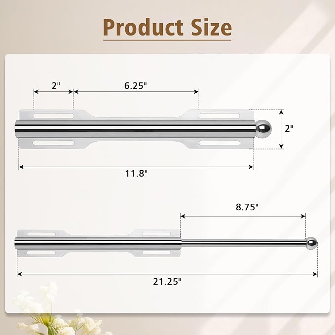 Valet Rod for Closet Pull Out, 12" Adjustable extending closet rod, Standard Retractable closet rod organization rack, Valet Clothing Hanger Rods Extender for Wardrobe Laundry Bathroom (Chrome)