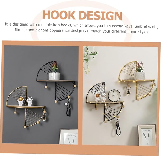 PRETYZOOM Wooden Hook Storage -Mounted Shelf Boys and Girls Bookshelf Cubby Organizer Shelf