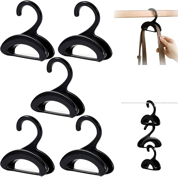 5 Pack Bag Hangers, Purse Hangers for Closet, Hooks for Organizer and Hanging Bags Handbags Belts, Multiple Units Can Be Used in Series (Black)