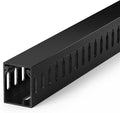 1.6"H x 1.2"W Cable Raceway, 6ft Under Desk Wire Management Channel, Black | Slotted Wire Duct, 2 Pack (3 ft Each), Heavy-Duty PVC Cable Management for Server Racks, Network Cables & Electrical Cabinets