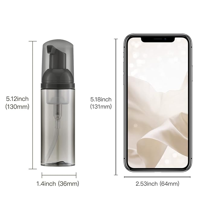 Travel Foam Pump Bottle - 2oz Small Size Foaming Hand Soap Dispenser - Mini Portable Mousse Lash Shampoo Kit Container for Hair - Empty Leak Proof Plastic Black Foamer for Liquid Toiletry 3Pack