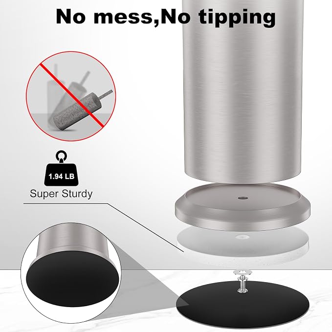 Stain Nickel Toilet Brush and Holder，Extra Long Handled Toilet Brush for Bathroom，Stainless Steel Heavy Duty Toilet Bowl Brush,Removable Inner Bowl,Deep Cleaning Dense Bristles Brush