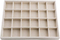 Oirlv Stackable Linen Jewelry Tray Adjustable 24 Grid Jewelry Storage Case for Drawer or Showcase