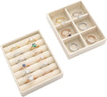 Small Jewelry Tray Set Velvet Ring Organizer Mini Jewelry Drawer Organizer Stackable Jewelrys Organizers Earrings Display Tray Storage Insert Holder for Box Drawer Dresser