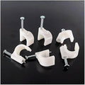 HS Cable Clips 10mm with Steel Nail 200 Pieces White，Ethernet Management U Shaped Wire Cord Staples Hooks for Outdoor Wall,Coax Cat8 RG8 Cable Extension Fasteners
