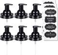 Amolliar Mason Jar Foaming Soap Dispenser Pump Lids, Foaming Pump Replacement Kit for Pint Regular Mouth Mason Jar, Refill Hand Soap, Waterproof Stickers, Kitchen Bathroom Farmhouse Decor, Black 6Pack