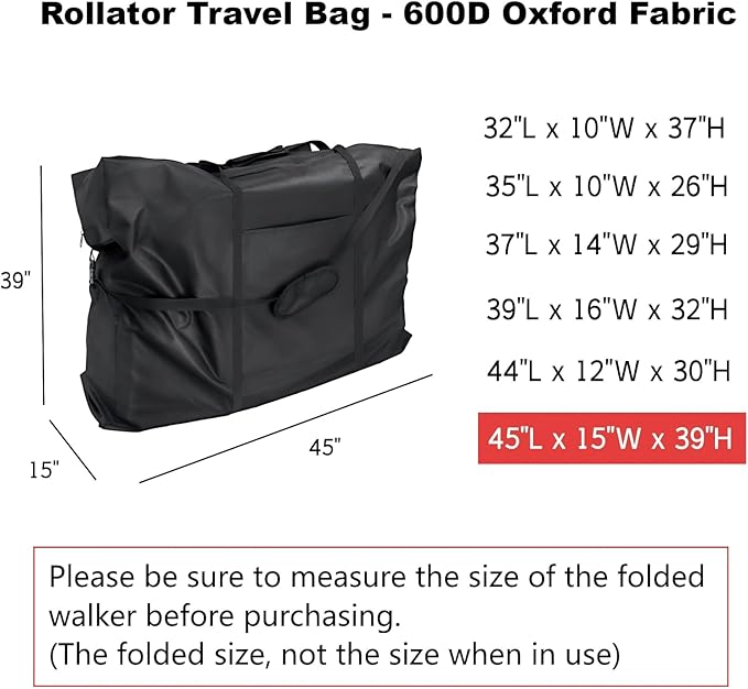 Rollator Travel Bag - Waterproof Wheelchair Bag for Folding Walker Compact Wheelchair Transport Chair Portable Large Duffel Bag Carry Case for Car and Airplane TSA Traveling,45" Lx15"Wx39"H