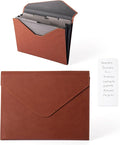 PU Leather Heavy-Duty Expanding File Folder, A5/US Letter Size Document Organizer with 8 Paper File Folder, 4-1/2 Inch Expansion, Grey – for Office, Auto Shop, School Paperwork.(Brown)