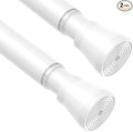 2 Pack Spring Tension Rods 30-64 Inches, 7/8 Inch Diameter White No Drill Spring Loaded Adjustable Extendable, Small Short Tension Curtain Rod for Windows Kitchen Doorway Closet Cupboard