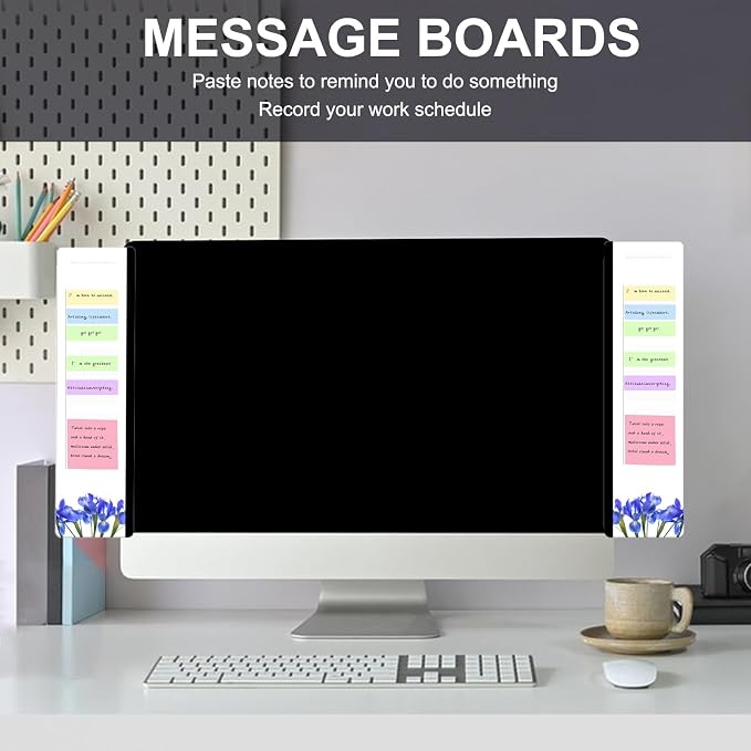 Office Desk Accessories 2pcs Multifunction Computer Monitor Memo Board - Transparent Computer Side Panel Memo Creative Monitor Side Panel Suitable for Office Home Desktop (Monitor Memo Board8#)