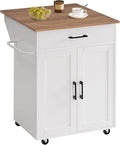 MAHANCRIS Kitchen Island on Wheels with Drop Leaf, Folding Countertop Kitchen Island Cart, Kitchen Island Table with Towel Rack, Drawer, for Kitchen, Dining Room, White and Walnut KIBZ12501