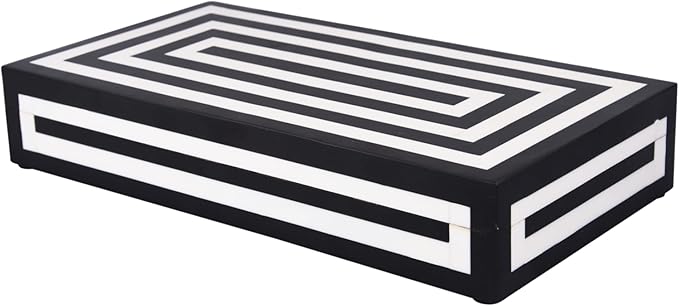 Handicrafts Home Large Decorative Storage Box 12x6– Coffee Table Organizer Box, Modern Home Décor Accent, Keepsake Memory Box, Jewelry Storage Box, Boho Decorative Box with Lid for Shelf, Mantle Decor