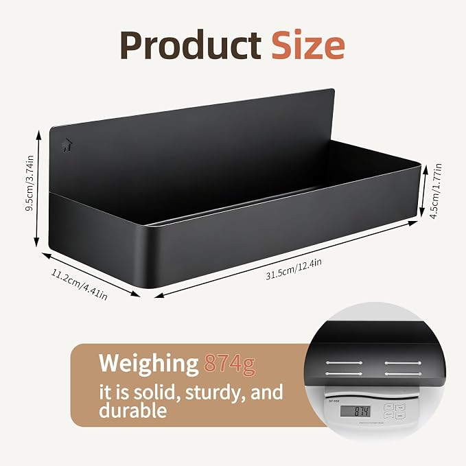 Magnetic Spice Rack for Refrigerator, Black, 2 Pack | Space Saving Storage Organizer, Rust Resistant Material, Strong Magnetic Design, Perfect for Small Kitchens
