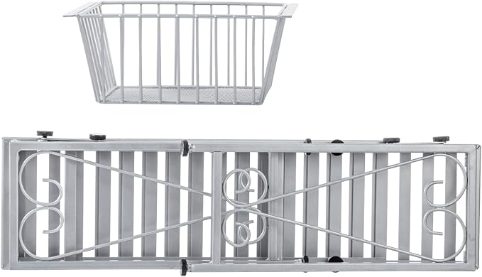 MyGift Silver Metal Over The Sink Organizer Shelf with Pull Out Drawer, Expandable Kitchen Caddy Rack, Bathroom Storage Shelf Riser with Scrollwork Design
