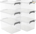 Citylife 22.2 Qt Ultra-Thick Clear Plastic Storage Bins with Lids, 6-Pack Stackable Straight-Wall Closet Organizers with Honeycomb Base & Pinch-Free Latches for Garage, Clothes & Holiday Decor