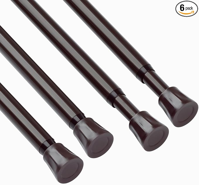 TYRON 4Pcs Spring Tension Curtain Rods for Windows 28 to 48 Inch, Bronze Adjustable Extendable Small Tension Rod No Drill, Room Divider Doorway Curtain Tension Rod