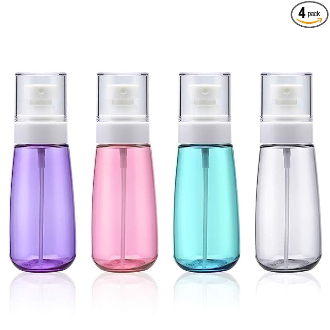 Cosywell Fine Mist Spray Bottle 3.4oz/ 100ml Empty Cosmetic Refillable Travel Containers Plastic Hair Spray Bottle Sprayer for Perfume Skincare Makeup Lotion (4color)