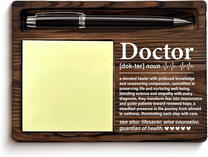 Doctor Appreciation Gifts for Women Men, Thank You Gifts for Doctors Birthday Christmas Graduation, Doctor Definition Self-Stick Note Pad Holders Office Decor