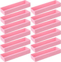 Teling 12 Pcs Pink Large Rectangular Desk Organizer Set Half Accessory Tray Plastic Tabletop Organizer for Office Home or Study Dimensions: 9.45 x 2.95 x 1.38 Inches