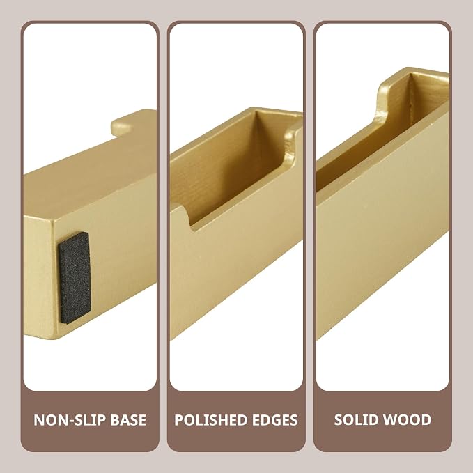 Bivvclaz Gold Business Card Holder Desk, Wood Business Card Organizer Desktop Business Card Display Stand for Office Tabletop Exhibition, Small Business Essentials