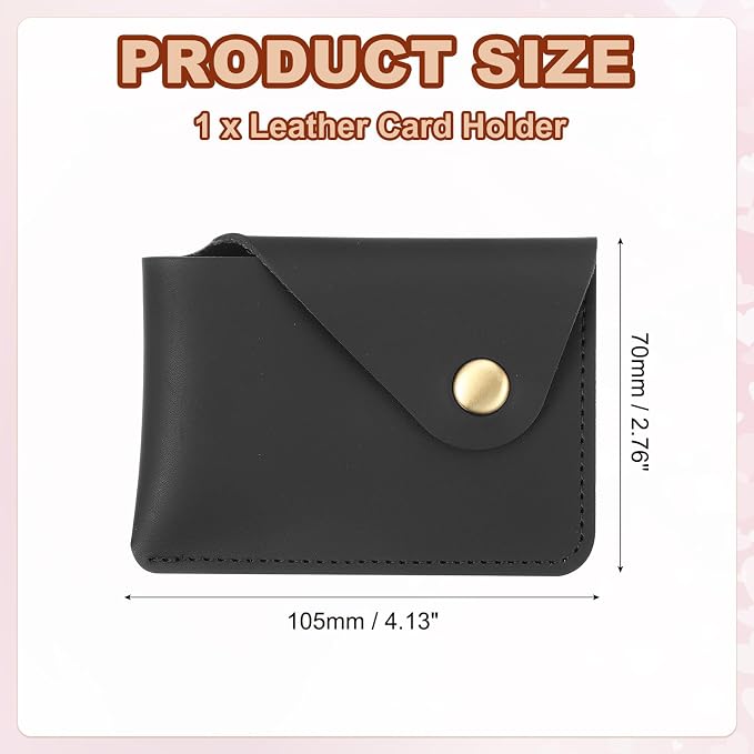PATIKIL Slim Leather Card Holder with Snap Closure, Leather Front Pocket Wallet Card Case Holder for Cash Coin Men and Women Business Office, Black