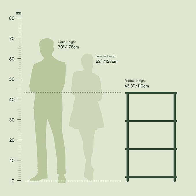 Furinno Turn-N-Tube Book Shelf, 4-Tier Bookshelf, Bookcase with Multipurpose Compact Display Rack, 11.6 x 23.6 x 43.2, for Living Room, Bedroom, Home Office, Walnut/Brown