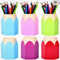 6pcs Pencil Shaped Pen Holders, Cute Desktop Pen Cup & Makeup Brush Container - Creative Stationery Storage for Office & Home Decoration