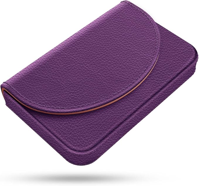 Business Card Holder，PU Leather Business Card Case Color Printing Pattern Card Holder Wallet，Pockets Magnetic Credit Card Holders for Men and Women，Purple