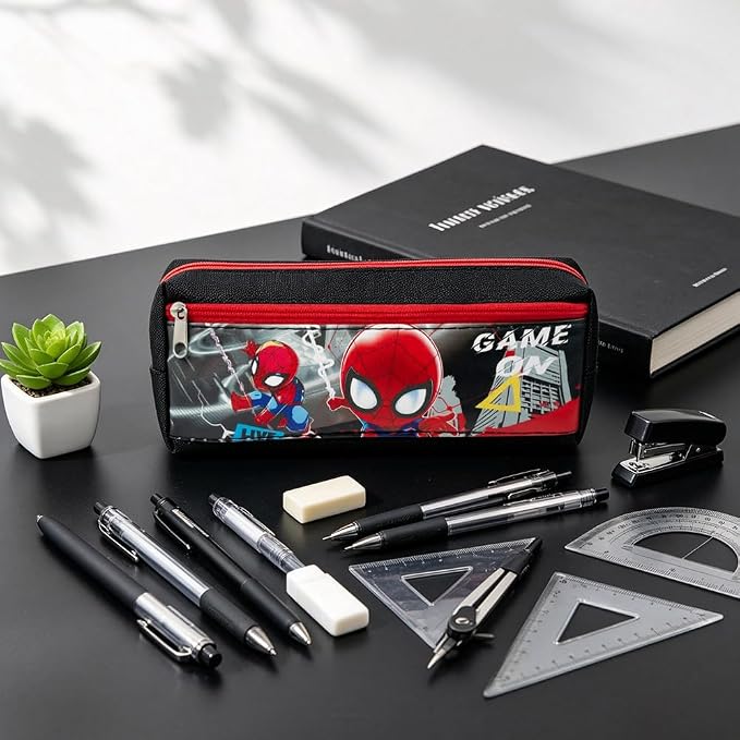 ACZHHZC Cute Spider Anime Pencil Case, Funny Cartoon Pen Pouch, Sturdy Zipper Portable Kawaii Stationery Organizer Bag for Men and Women (sp)