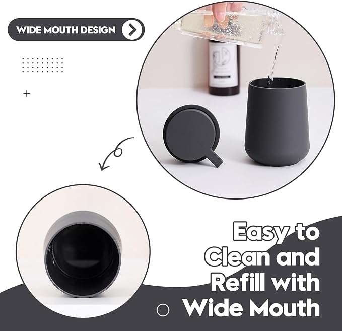 YAUKPH Matte Gray Foaming Hand Soap Dispenser Plastic 11 oz - Modern Minimalist Style for Bathroom & Kitchen Countertop Refillable