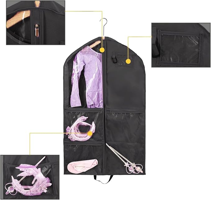 Dance Costume Garment Bag for Dancers with Backpack Storage Bag,40 inch Kids Garment Bag for Dance Competitions with Pockets for Dance Costumes,Cheer Uniform Garment Bags for Hanging Clothes Travel