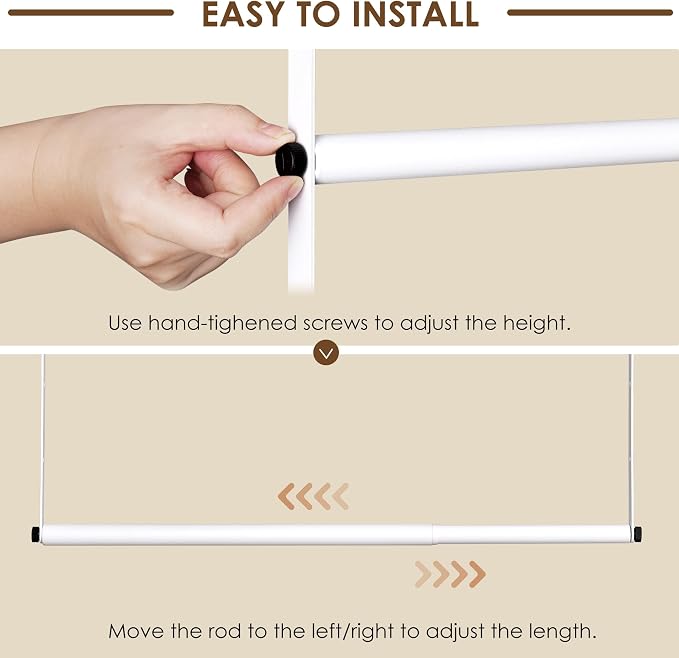 Hanging Closet Rod, Hanging Clothes Organizer, Adjustable, 2 Pack | Metal, White, Heavy Duty, Space-Saving, Double