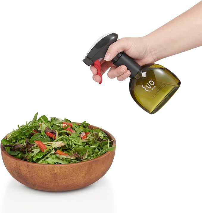 Evo Oil Sprayer Minis, Non-Aerosol for Olive, Cooking Oils, and Vinegars, 8-Ounce Capacity, 1 Each Yellow and Green | Non-Aerosol Sprayers, 8 Fl Oz, ~0.25 Tsp and Pull, Bpa and Dehp and Latex-Free Food-Safe Plastic, Twist-on Funnel