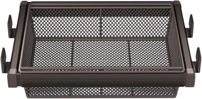 Expandable Cabinet Pull Out Basket,Aluminum Alloy Stackable Storage Bins,Height 6.69In Stackable Shelf Baskets Organizer,for Office Bathroom Bedroom,Brown-33.85-37.79in
