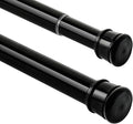 2 Pack No Sectional Assembly Tension Curtain Rods 28-48 Inch | 1" Diameter Spring Long Adjustable Shower Curtain Rods for Bathroom Windows Closet No Drilling No Rust, Black