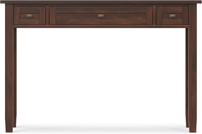 SIMPLIHOME Warm Shaker Desk - 48 inch Wide Solid Wood Writing Desk in Russet Brown, Transitional Home Office Computer Desk for Living Room with Keyboard Tray, 2 Drawers and Storage