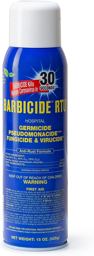 BARBICIDE RTU (Ready-to-Use) Professional Surface Spray, Hospital Grade Cleaner for Salons, Barbershops & Spas, EPA Registered Non-Aerosol Mist for Non-Porous Surfaces, 15 Oz