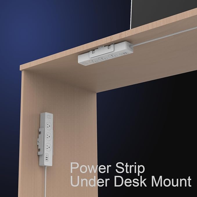 Monzlteck Universal Power Strip Mount, Put Your Power Strip Under the Desk or On the Wall-(Power Strip not Included)-Fits 1.6" to 2.4" Width