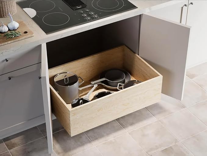 GRITLY Built In USA - Baltic Birch Dovetail Replacement Cabinet Drawer Box - Kitchen Cabinet Slide Out Shelves - Custom Size Wood Drawer - No Slides Included