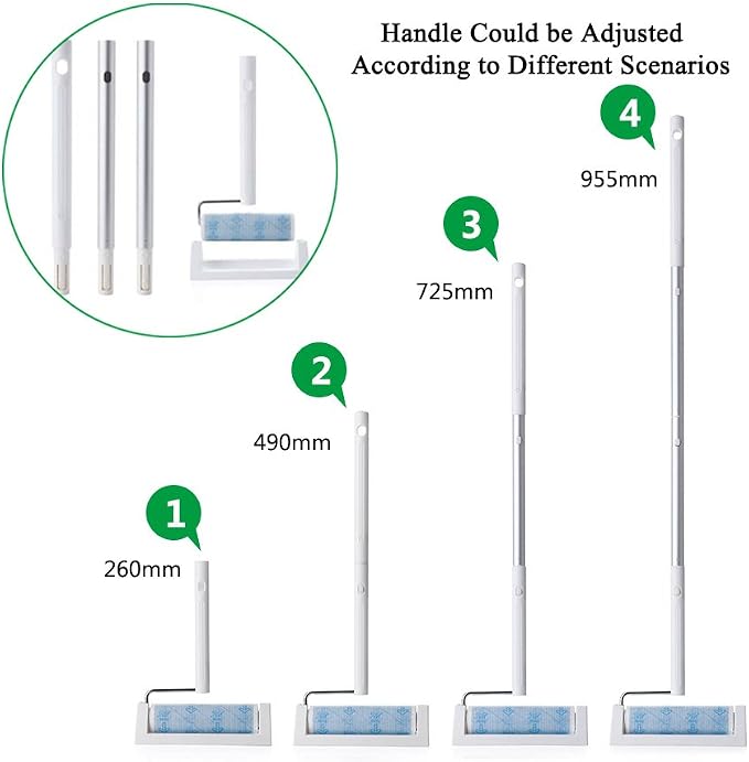 Large Lint Roller 6.3" Sticky Roller Extendable Handle for Floor & Pet Hair | Long Handle Sticky Mop, 4-section Adjustable Pole, 30 Sheets Cleans Carpets, Curtains, Cars, Bedding, Couches, Clothing