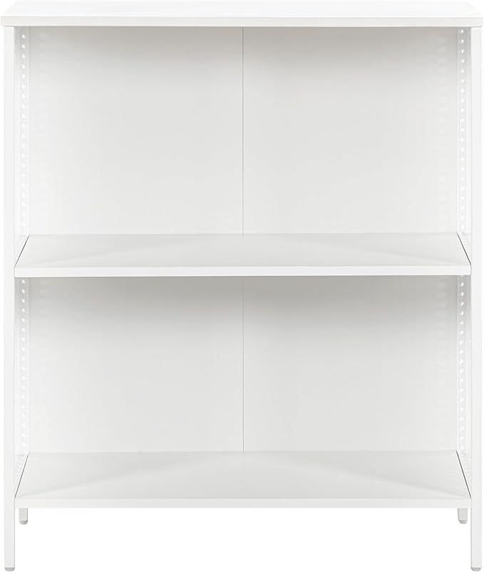 OSP Home Furnishings Ace Contemporary Modern Storage Bookcase with Shelves, 2 Shelves, White Finish